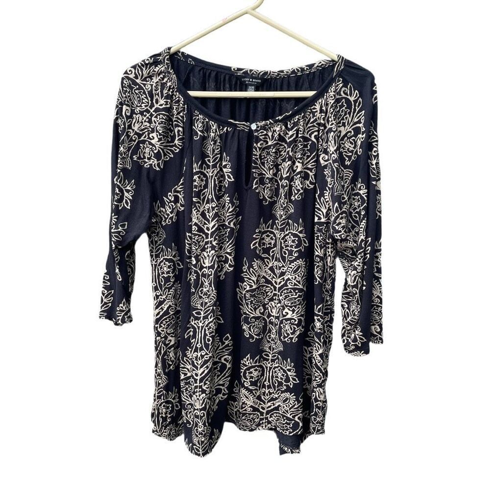 Lucky brand size 1X peasant top floral top.